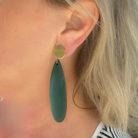 Clip oorbellen Luci groen hout goudkleurig