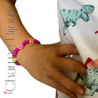 set clip oorbellen bloem en armband roze