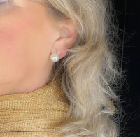 Klem oorbellen parel zirkonia parel goudkleurig