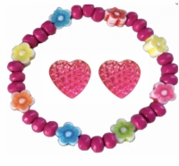 Set Doris Clip oorbellen  hart en armbandje
