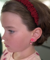 Clipoorbellen Elin lang goudkleurig roze