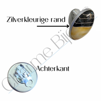 Clip oorbellen zwart geel zilverrand 2 cm