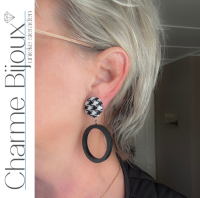 Clip oorbellen zwart Pied de poul