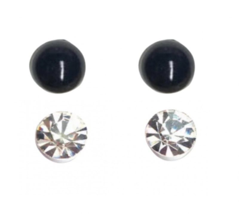 Magneetoorbellen 2 paar zwart strass 8 mm