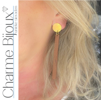 Clip oorbellen bruin hout goudkleurig Bar