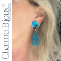 Clip oorbellen turquoise filigraan ster