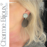 Clip oorbellen grijs zwart filigraan