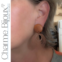 Clipoorbellen bruin metallic filigraan hout