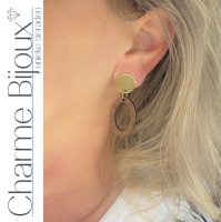 Clip oorbellen ovaal bruin hout