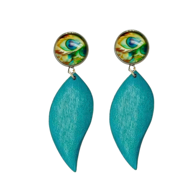 Clipoorbellen Turquoise hout Morena eye