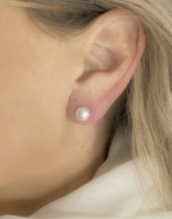 2 paar allergievrije parel oorbellen champagne en wit 8 mm