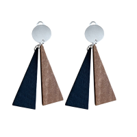 Clip oorbellen Saheli duo  hout