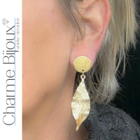 Clip oorbellen goudkleurig blad