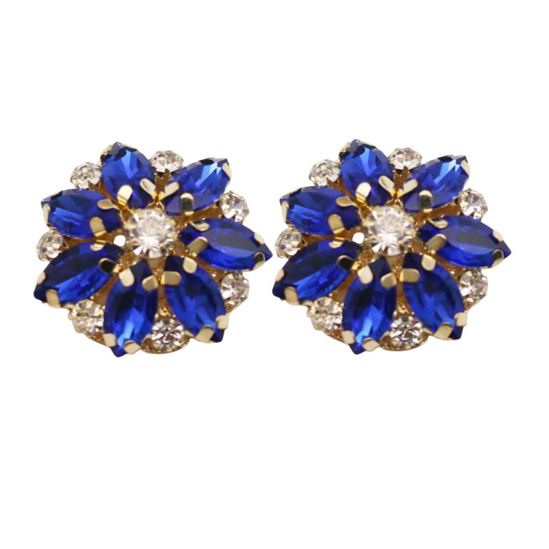 Clip oorbellen Blauw goudkleur 2.5 cm Victoria