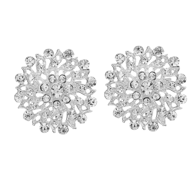 Schoenclips strass zilverkleur 3 cm
