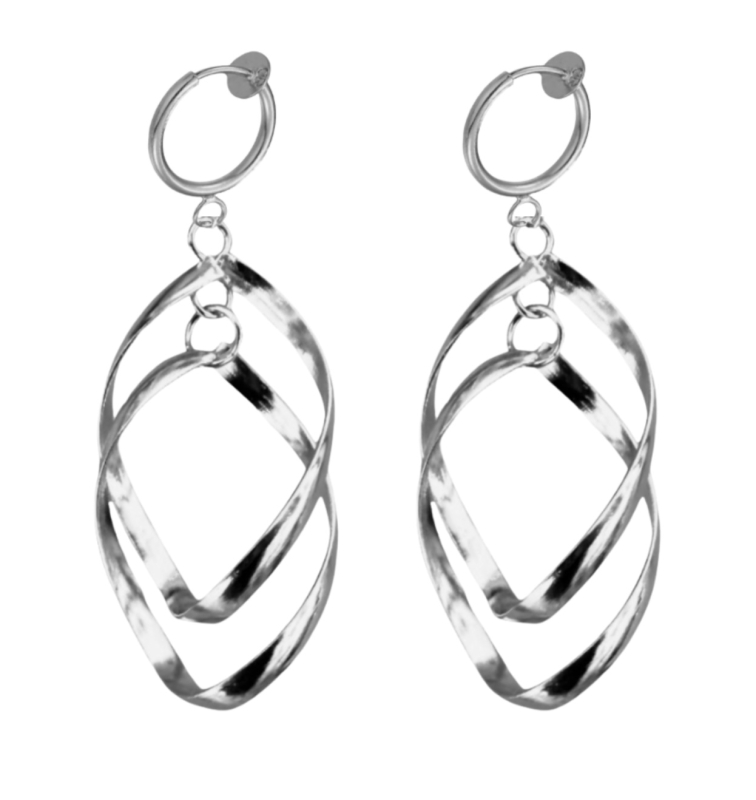 Klem oorbellen Nihala twist Zilverkleur