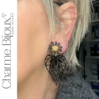 Clip oorbellen emaille Madelief zwart hart