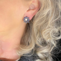 Clipoorbellen blauw bloem goudkleurig