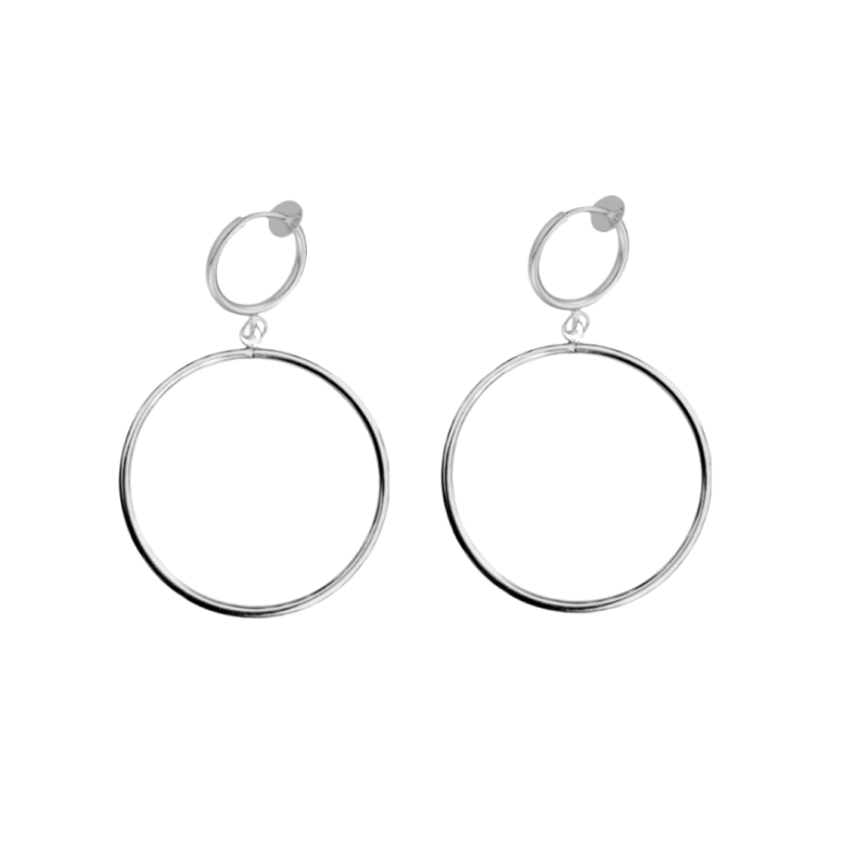 Klem oorringen 4.5 cm zilverkleur Klem oorringen 4.5 cm zilverkleur