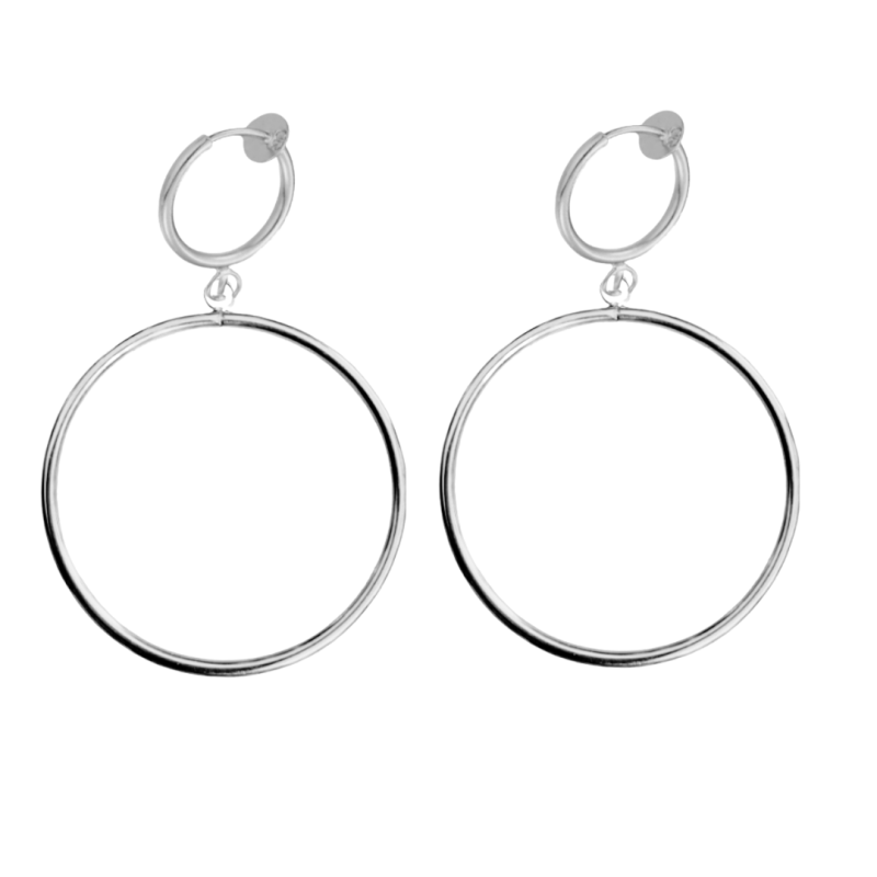 Klem oorringen 6.5 cm zilverkleur Klem oorringen 6.5 cm zilverkleur