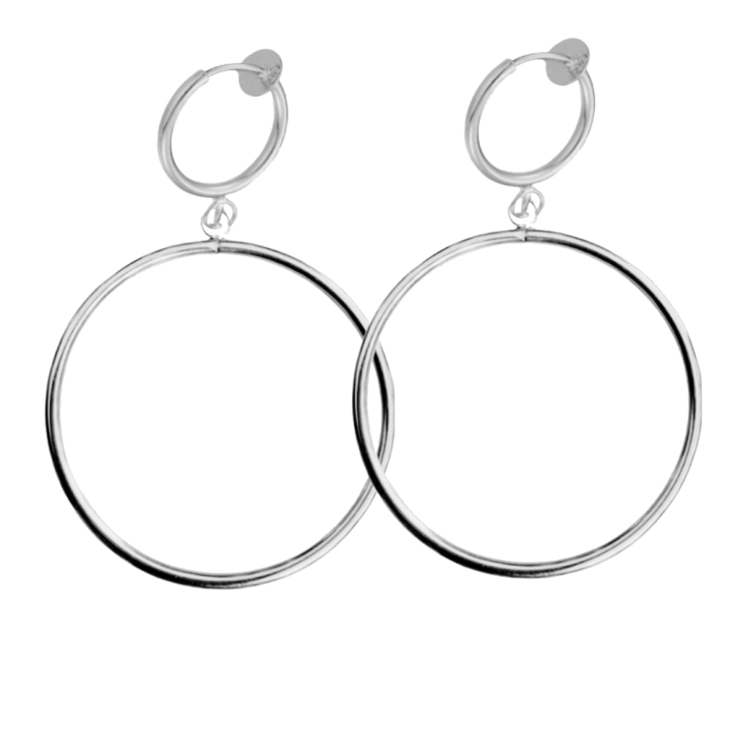 Klem oorringen 7.5 cm zilverkleur oorringen Klem oorringen 7.5 cm zilverkleur oorringen