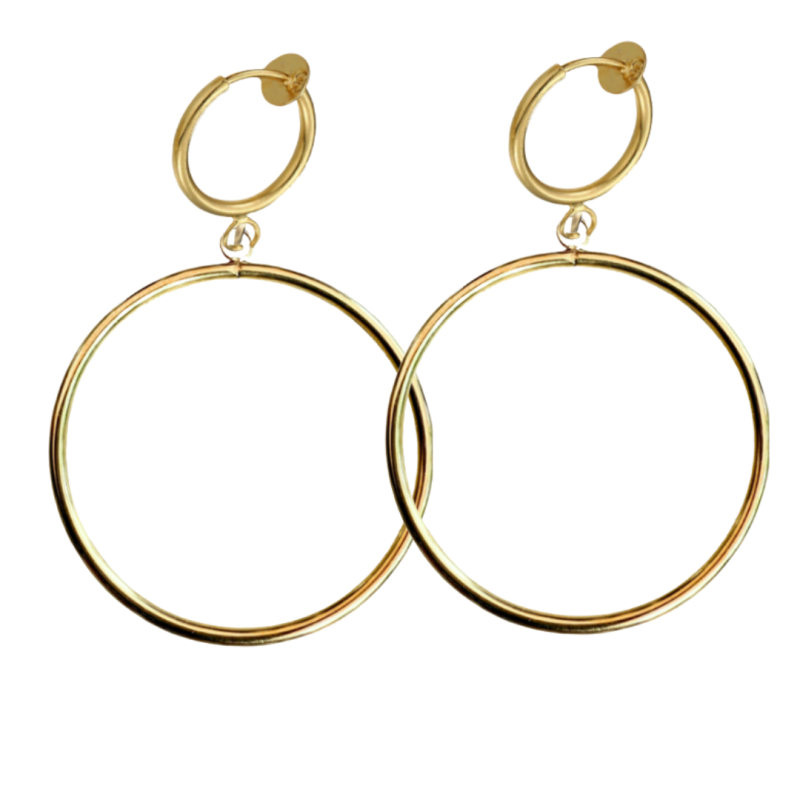 Klem oorringen goudkleurig 7.5 cm Klem oorringen goudkleurig 7.5 cm