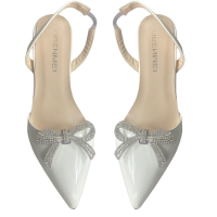 Schoen clips strik Strass zilverkleur 6 cm