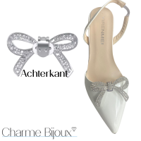 Schoen clips strik Strass zilverkleur