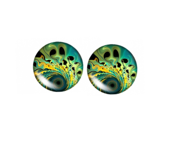 Zilveren oorknopje Pauw groen