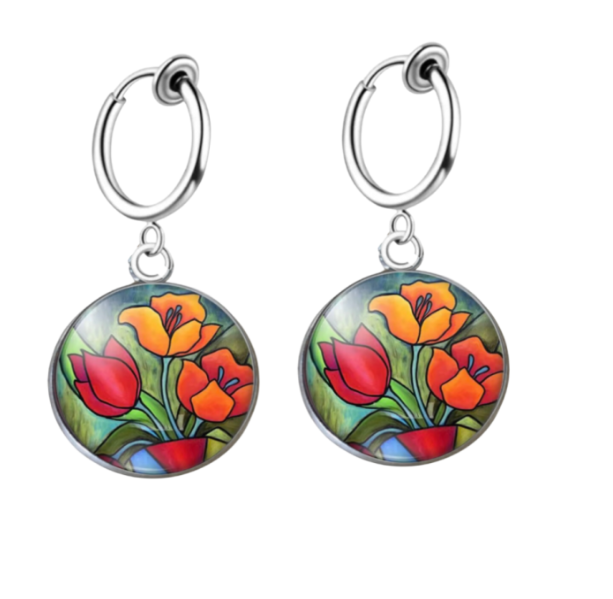 Klem oorbellen Tulp lang 3 cm