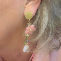 Clip oorbellen Ashley roze goudkleurig