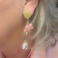 Clip oorbellen Ashley roze goudkleurig