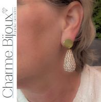 Clip oorbellen Luxe goudkleurig strass druppel