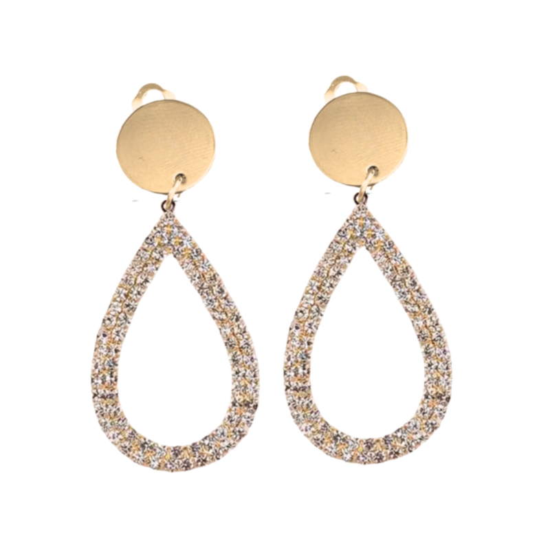 Clip oorbellen Strass goudkleurig druppel  Oana