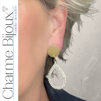 Clip oorbellen Strass goudkleurig druppel  Oana