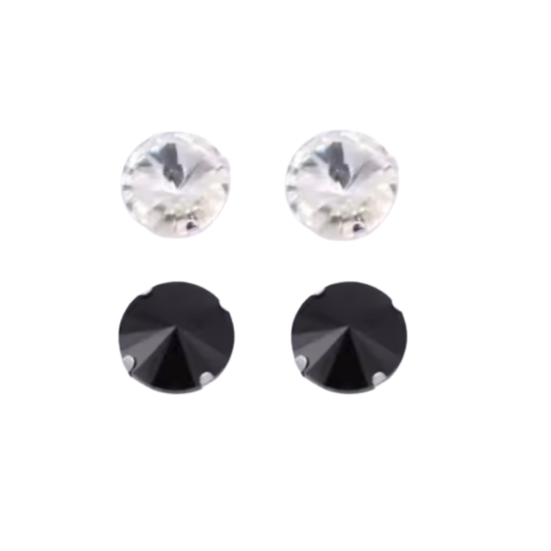 2 paar allergievrije oorbellen zwart en wit 8 mm