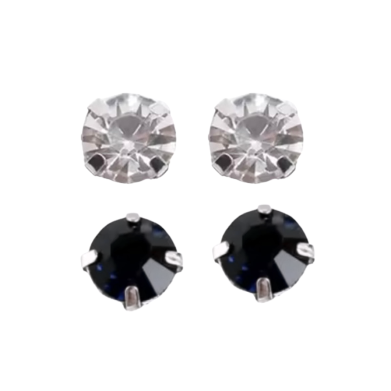 2 paar allergievrije oorbellen zwart en wit 8 mm