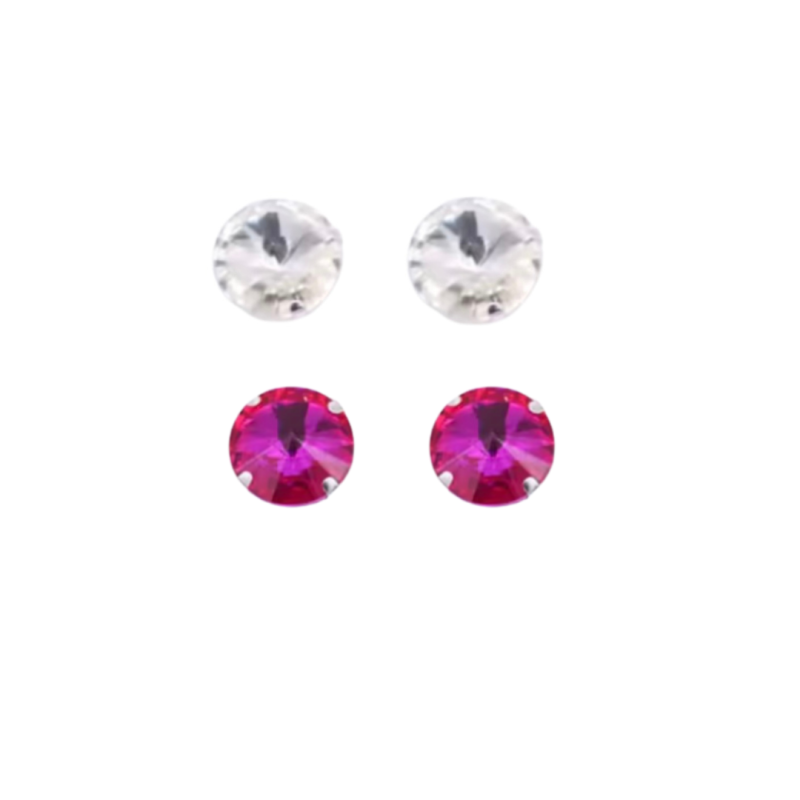 2 paar allergievrije oorbellen roze en wit 8 mm