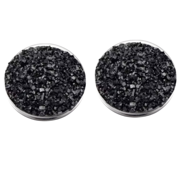 Clip oorbellen Lovata zilverrand zwart 2.5 cm