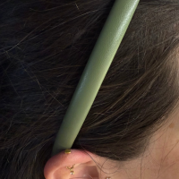 Haarband leer groen 1 cm