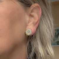 Clipoorbellen goudkleurig strass bloem