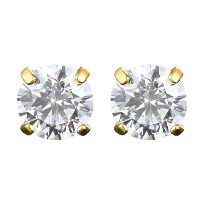 Magneet oorbellen goudkleurig strass 10 mmm