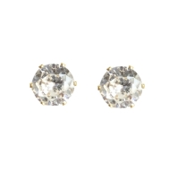 Magneet oorbellen goudkleurig strass 1 cm