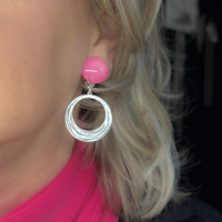 Clip oorbellen Roze wit filigraan