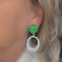 Clip oorbellen Groen  wit filigraan