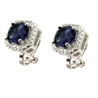 Clip oorbellen Cube granulaat strass zilverkleur