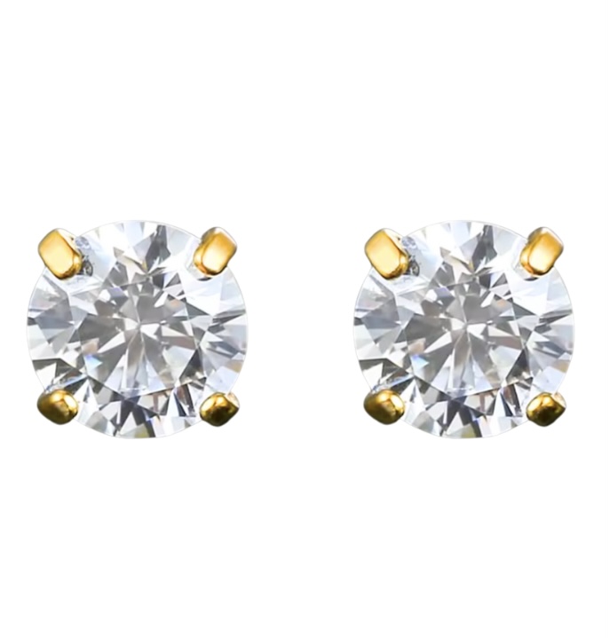 Magneet oorbellen goudkleur strass  7.5 mm