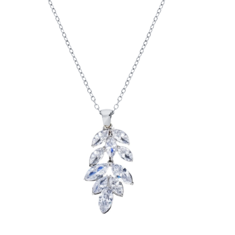 Ketting Zilver Zirkonia zilverkleur blad