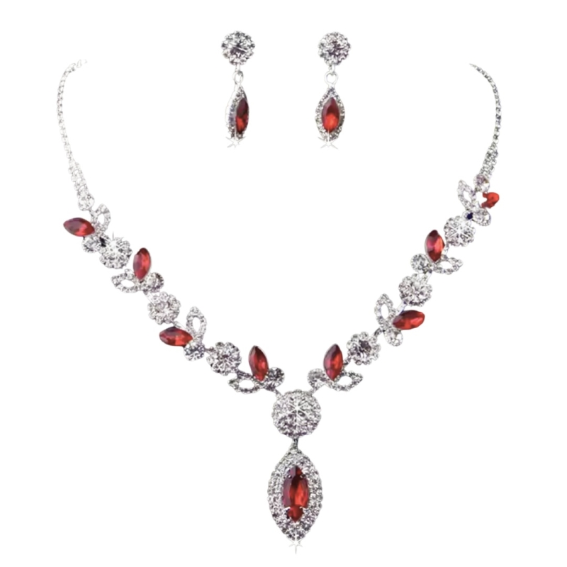 Bruids sieraden  Sari  set  Rood zilverkleur