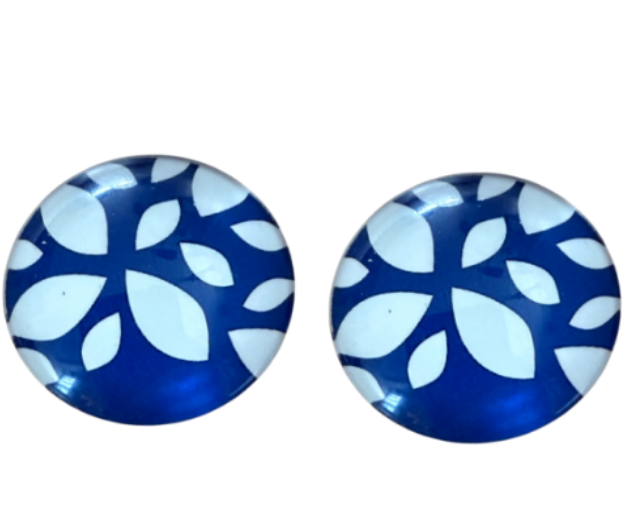 Clip oorbellen Blauwe bloem 2.5 cm